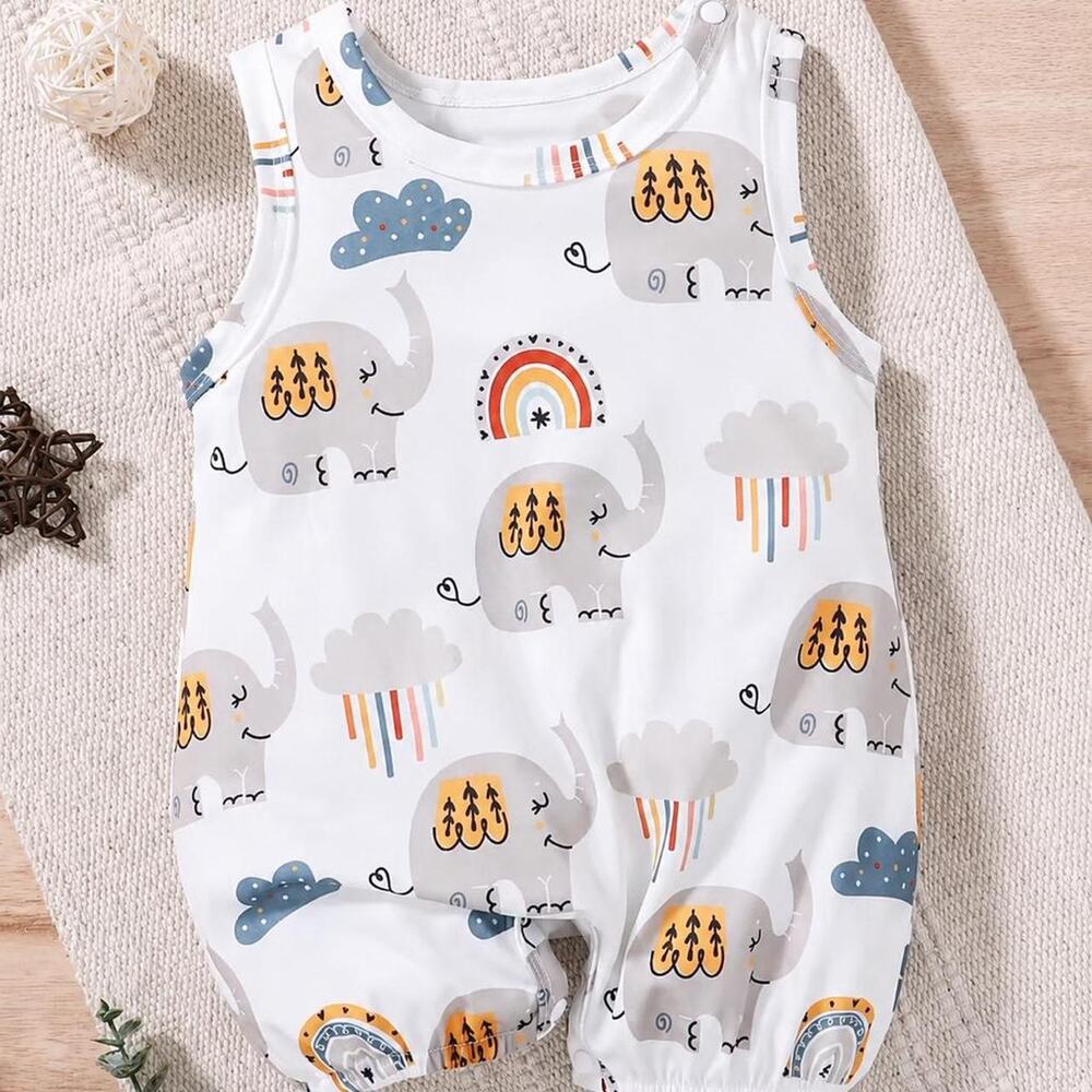 Baby Elephant Print Sleeveless romper 3-6M brand new in package